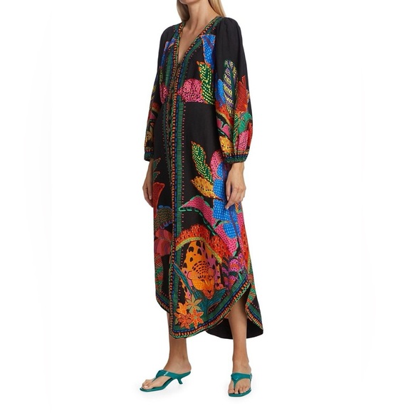Farm Rio Black Cool Leopards Maxi Dress - Picture 3 of 6